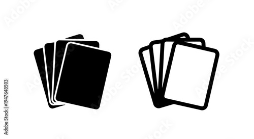 Playing cards stack icon: casino game and entertainment symbol