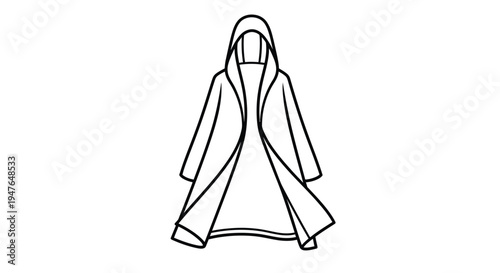 Line drawing of a hooded robe or garment on white background