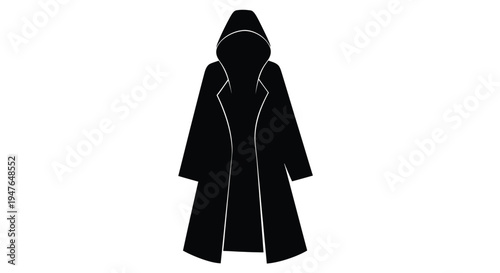 Silhouette of a hooded coat against a plain white background