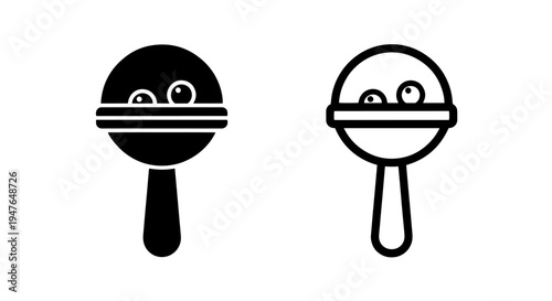 Black lollipop candy with playful eyes icon