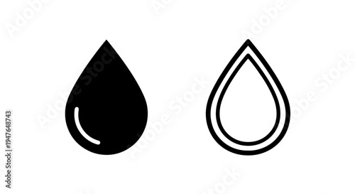 Minimal black water drop symbol vector icon