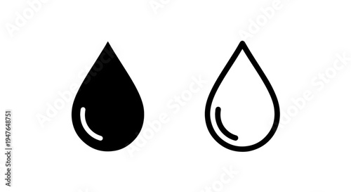Minimal black water drop symbol vector icon