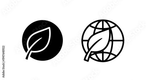 Eco friendly leaf and globe sustainability icon vector