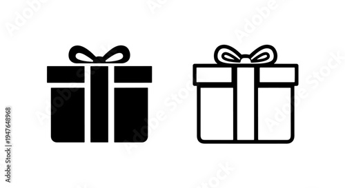 Simple gift box and present icon with bow for UI, web, and design projects