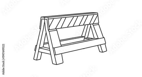 Simple line drawing of a wooden barricade or sawhorse structure