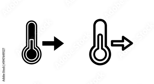 Thermometer with right arrow icon indicating increasing temperature