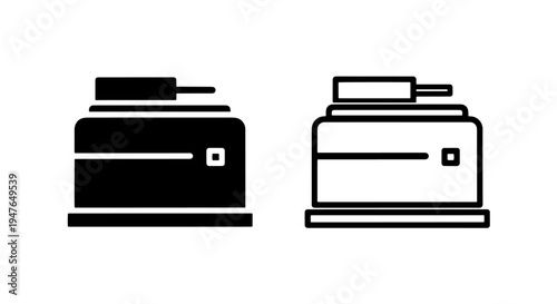 Modern printer side view icon set representing office printing equipment