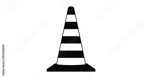 A simple black and white illustration of a traffic safety cone