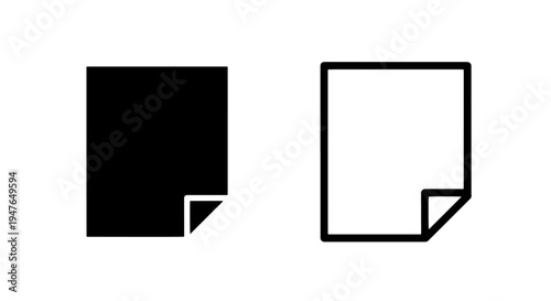 Square sticky note icon set with folded corner detail