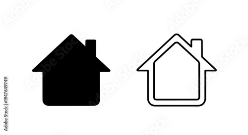House icon set in solid and outline style for real estate and homepage web design