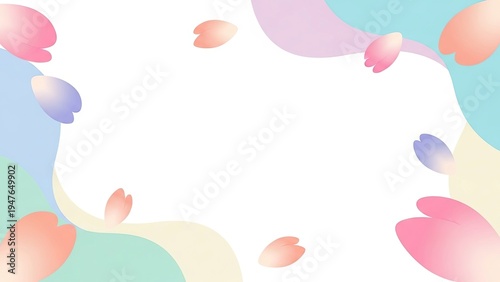Abstract Soft Pastel Spring Background with Falling Sakura Petals and Central Copy Space for Design