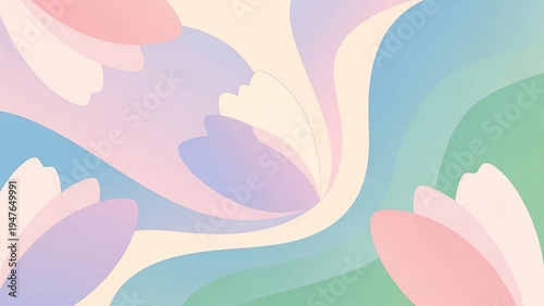 Soft Pastel Abstract Background with Organic Wavy Shapes and Floral Petal Design for Minimalist Aesthetic Wallpaper