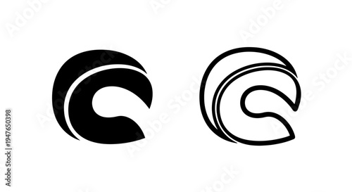 Abstract circular wave and spiral curve icons for modern branding design