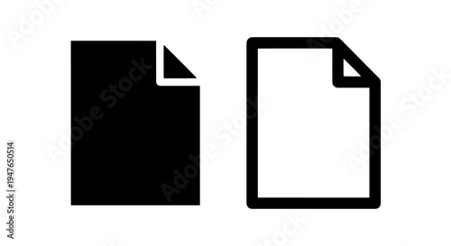 Universal paper file and document page icon vector set