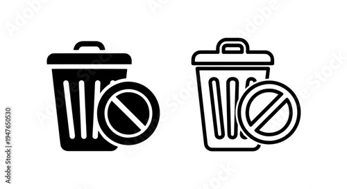 Prohibited trash disposal and no garbage sign icon