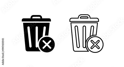 Delete action and remove trash bin software icon