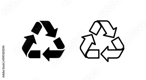 Standard recycling symbol with triangular arrows for environmental sustainability