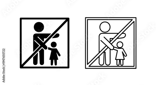 No children allowed warning sign icon with adult and child silhouettes vector