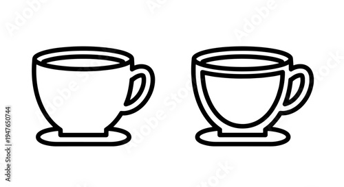 Coffee cup icon with saucer for cafe and restaurant beverage vector
