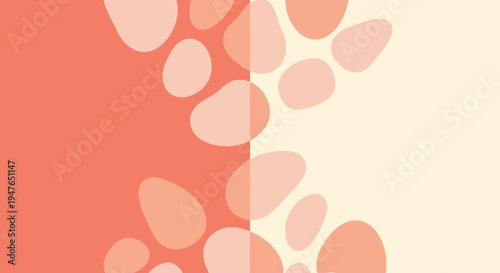 Abstract shapes in coral and cream hues a minimalist silhouette