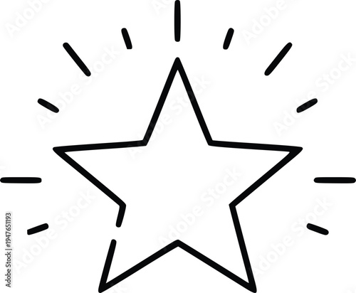 Shining star vector illustration with lines, flat design graphic