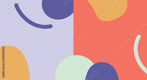 Abstract geometric shapes in pastel hues with a dark silhouette