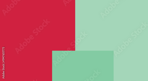 Abstract geometric shapes in vibrant red and teal a stark silhouette