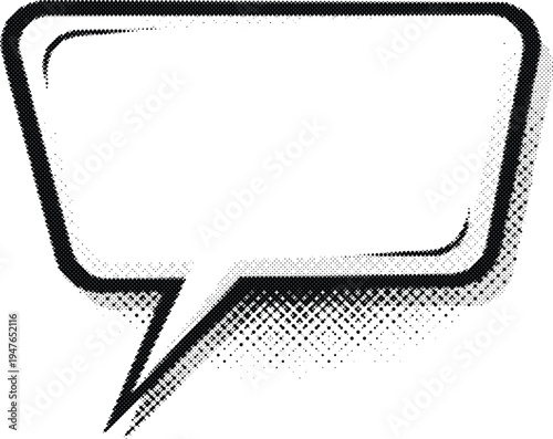 speech bubble halftone risograph comic talk message grunge retro offset print screentone pop style monochrome