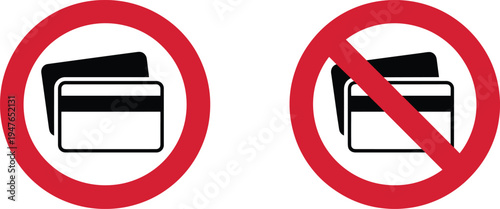 Credit card allowed and prohibited sign set, payment restriction and bank card symbol vector illustration design