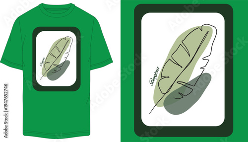 Vector illustration of green t-shirt with leaf design