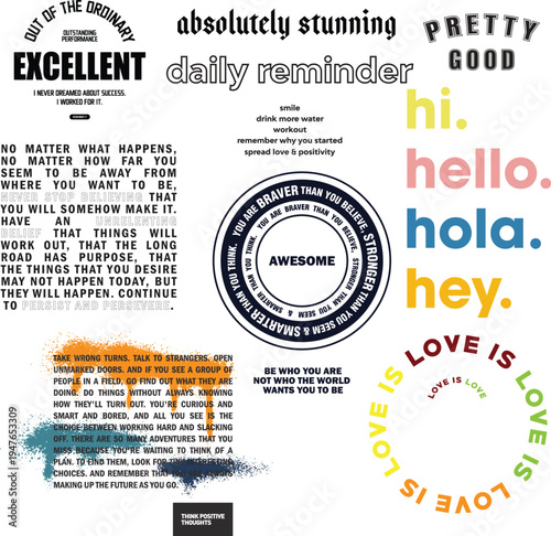 Set of motivational quotes and phrases vector stickers