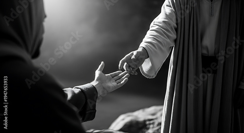 Jesus Christ offering help and compassion to someone in need