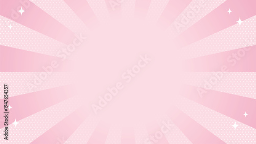Mother's Day pink sunburst background with copy space. Thank you mom greeting banner 母の日 放射状背景 ピンク 感謝 メッセージカード バナー テンプレート