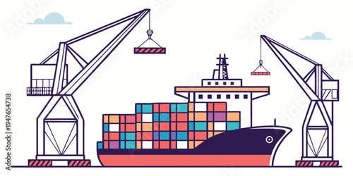 A cargo ship with containers on the deck Vector