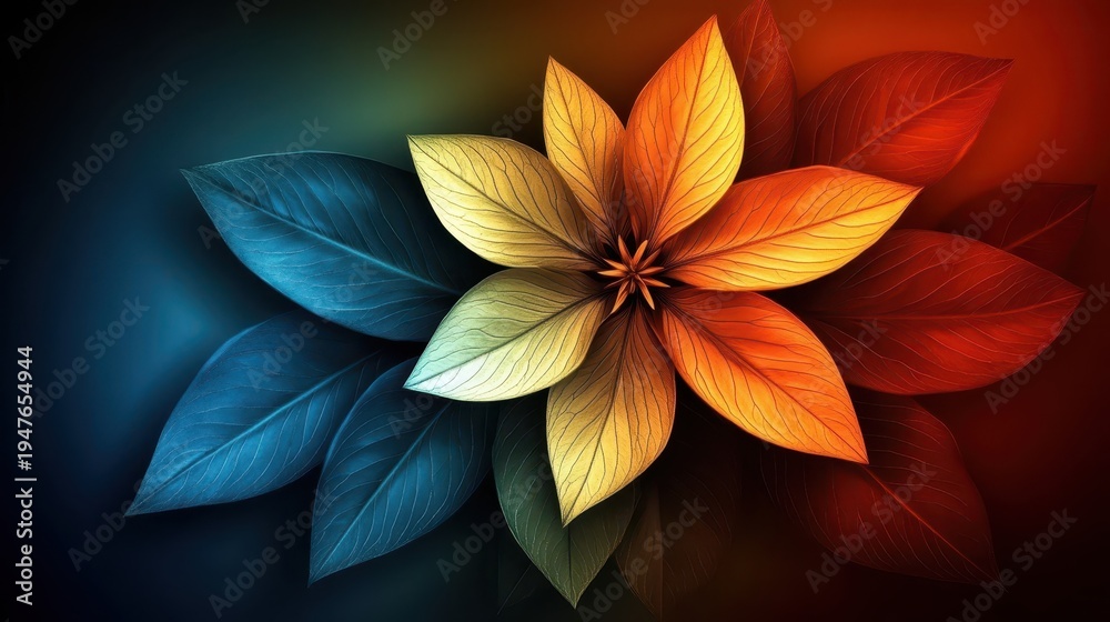 Obraz premium Colorful leaves contrast against dark background vibrant autumn foliage display rich colors on dark surface