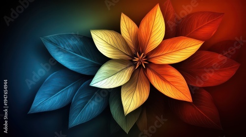 Colorful leaves contrast against dark background vibrant autumn foliage display rich colors on dark surface