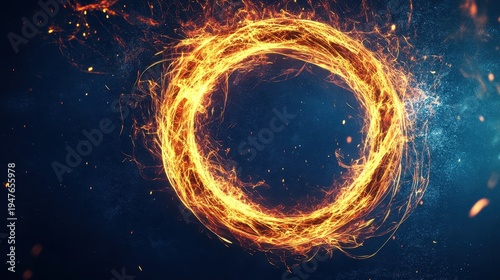 Fiery circle illuminates its surroundings intensely intense heat radiates from mesmerizing fiery perimeter
