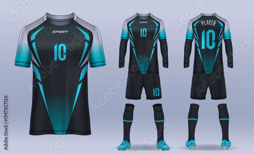 t-shirt sport design template, Soccer jersey mockup for football club. uniform front and back view.	
