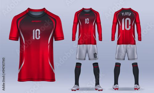 t-shirt sport design template, Soccer jersey mockup for football club. uniform front and back view.	