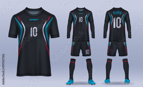 t-shirt sport design template, Soccer jersey mockup for football club. uniform front and back view.	