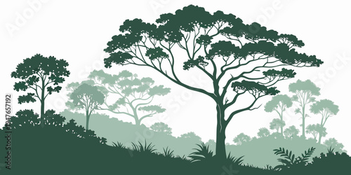 A group of trees on a hill Vector