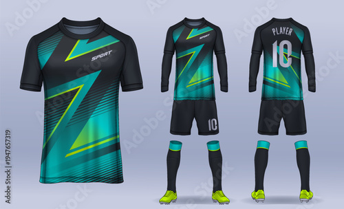 t-shirt sport design template, Soccer jersey mockup for football club. uniform front and back view.	