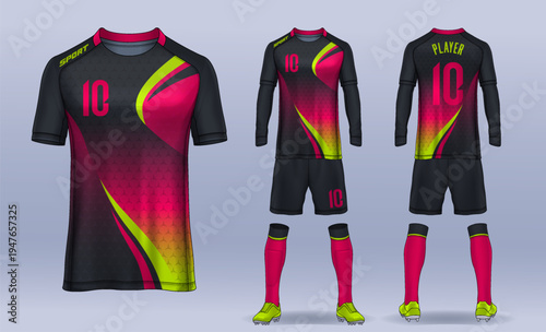 t-shirt sport design template, Soccer jersey mockup for football club. uniform front and back view.	