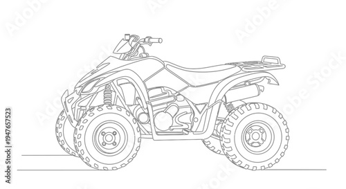 ATV Quad Bike Line Drawing Vector Illustration