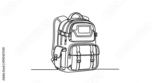 Backpack Line Drawing Illustration