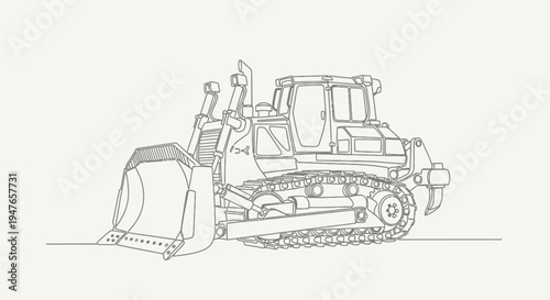 Bulldozer Line Art Illustration