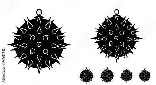 Black Silhouette of a Spiky Ball Ornament
