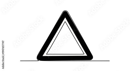 Blank Warning Triangle Sign on Road, Safety Alert Symbol, Attention Graphic