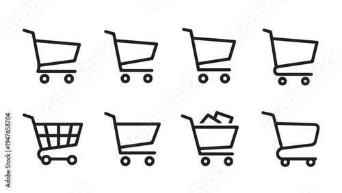 Shopping Cart Icons Collection Various Styles E-commerce Symbols Vector Graphics