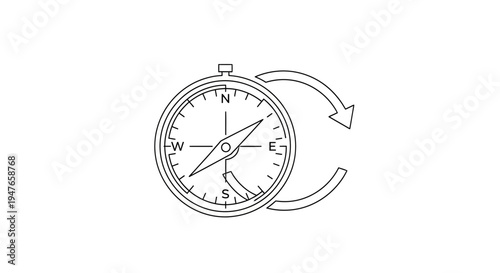 Compass with Rotating Arrow Icon